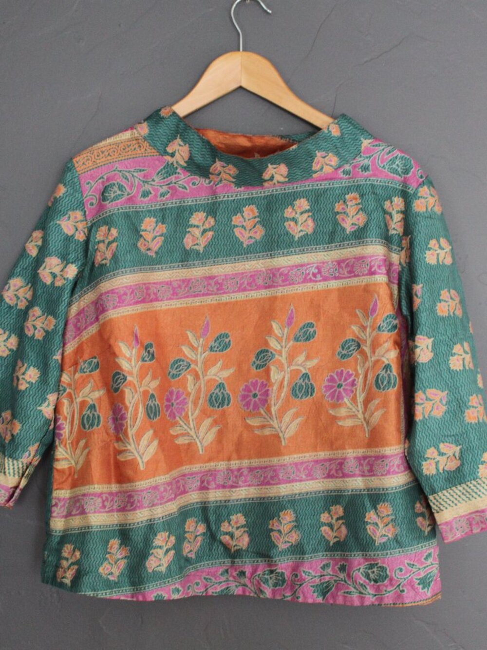 Colorful silky boho blouse